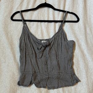 Japna Black & White Gingham Tie-Front Cami